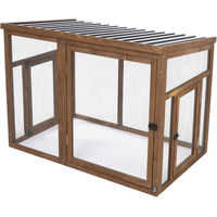 Produktbild von TIAKI Kaninchenstall Anbaugehege aus Naturholz in Beige und Braun L 116 x B 78 x H 89,8 cm