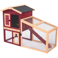 Produktbild von TIAKI Kaninchenstall Scandinavia aus Naturholz in Rot L 140,5 x B 65 x H 98,9 cm