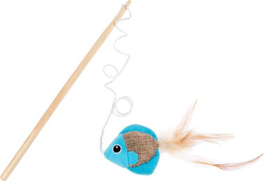Produktbild von TIAKI Katzenangel Federfisch in Blau aus Naturmaterial für Katzen