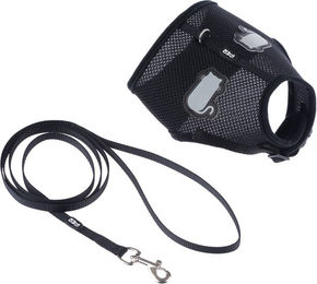 Produktbild von TIAKI Katzengeschirr Comfy mit Leine Schwarz aus Polyester Bauchumfang 28-38 cm