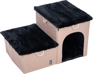 Produktbild von TIAKI Katzenhöhle aus Plüsch für kleine Rassen in Beige oder Schwarz