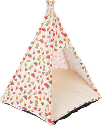 TIAKI Katzenhöhle Tropisches Tipi Kuschelhöhle aus Polyester Gelb Bunt Ø 65 x H 75 cm – Bild 1 von 1