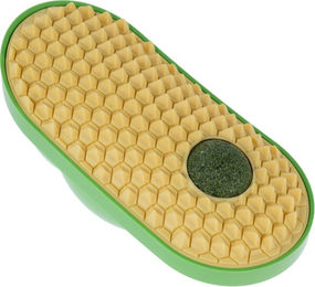 Produktbild von TIAKI Katzenmassage-Kaktus Catnip-Spielzeug aus Kunststoff in Grün-Gelb 13,5 x 6,5 x 5,6 cm