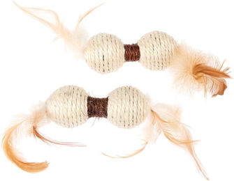 Produktbild von TIAKI Katzenspielzeug Federspielzeug aus Sisal Set in Beige und Braun 2 Stück