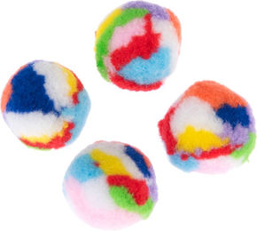 Produktbild von TIAKI Katzenspielzeug-Set mit 4 bunten Flauschbällen aus Polyester für Katzen und Kitten