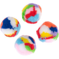 Produktbild von TIAKI Katzenspielzeug-Set mit 4 bunten Flauschbällen aus Polyester für Katzen und Kitten