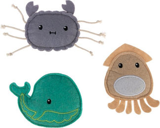 Produktbild von TIAKI Katzenspielzeug Set Ocean Gang mit Katzenminze aus Filz 3er Set für Katzen und Kitten