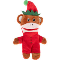 Produktbild von TIAKI Katzenspielzeug Weihnachtsäffchen aus Plüsch in Rot Braun Bunt