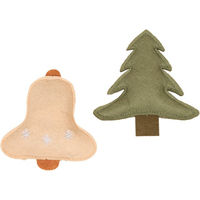 Produktbild von TIAKI Katzenspielzeugset mit Catnip aus Filz Weihnachtsbaum und Glöckchen 2er Set