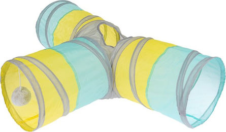 Produktbild von TIAKI Katzentunnel Rakete in T-Form aus Polyester L 120 x Ø 25 cm