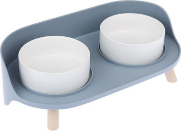 Produktbild von TIAKI Keramiknapf Duo Set Blau und Weiß 2 x 450 ml Ø 12,5 cm Erhöhter Futternapf für alle Altersstufen - 450 ml