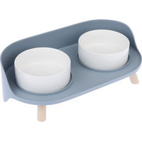 Produktbild von TIAKI Keramiknapf Duo Set Blau und Weiß 2 x 450 ml Ø 12,5 cm Erhöhter Futternapf für alle Altersstufen - 450 ml
