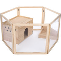 Produktbild von TIAKI Kleintier-Freilauf aus Holz für Kaninchen und Meerschweinchen in Natur Braun L 123 x B 106,5 x H 60 cm