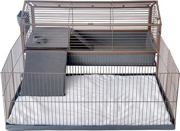 Produktbild von TIAKI Kleintierheim Chalet 120 Kleintierkäfig aus Metall für Kaninchen und Meerschweinchen L 148 x B 123 x H 64 cm