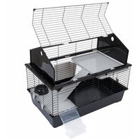 Produktbild von TIAKI Kleintierheim Maisonette 100 Kleintierkäfig aus Metall für Kaninchen und Meerschweinchen Schwarz L 96 x B 57 x H 73 cm