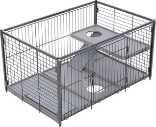 Produktbild von TIAKI Kleintierkäfig Villa Add-on Unit aus Metall für Ratten Chinchillas Frettchen und Degus Grau L 79 x B 52 x H 42,5 cm