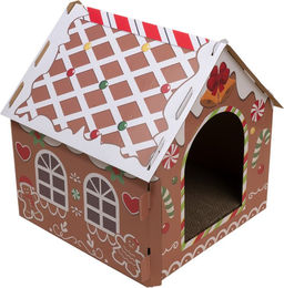 Produktbild von TIAKI Kratzbrett Lebkuchenhaus für Katzen aus Pappe Braun 37 x 36 x 40,5 cm