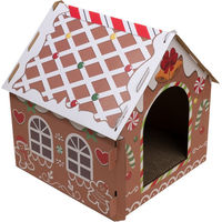 Produktbild von TIAKI Kratzbrett Lebkuchenhaus für Katzen aus Pappe Braun 37 x 36 x 40,5 cm