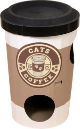 Produktbild von TIAKI Kratzbrett Starcats Coffee für Katzen aus Pappe Ø 47 x H 75 cm in Braun und Schwarz