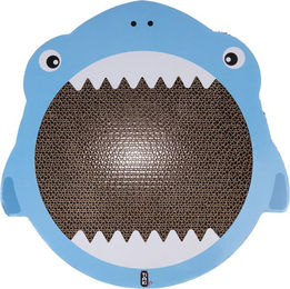 Produktbild von TIAKI Kratzmöbel Shark Jaws Kratzbrett aus Kratzpappe für Katzen und Kitten Blau 35 x 37 x 2,5 cm