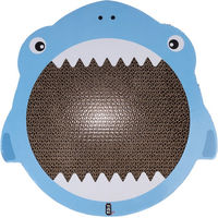 Produktbild von TIAKI Kratzmöbel Shark Jaws Kratzbrett aus Kratzpappe für Katzen und Kitten Blau 35 x 37 x 2,5 cm