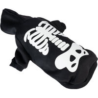 Produktbild von TIAKI Leuchtender Skelett-Hoodie für Hunde Schwarz Größe S mit 30 cm Rückenlänge
