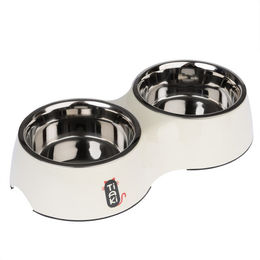 Produktbild von TIAKI Melamin Doppelnapf Jumbo 2 x 800 ml in Beige und Weiß - 800 ml