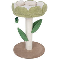Produktbild von TIAKI Nature Kratzbaum Blossom Katzenkratzbaum für Kitten in Grün Weiß mit Plüsch und abnehmbarem Blütenbett 60 cm