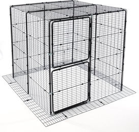 Produktbild von TIAKI Outdoor Katzengehege aus Metall mit Katzennetz in Schwarz L 160 x B 160 x H 162 cm