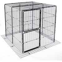 Produktbild von TIAKI Outdoor Katzengehege aus Metall mit Katzennetz in Schwarz L 160 x B 160 x H 162 cm