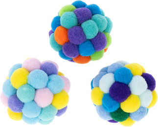 Produktbild von TIAKI Pomponbälle für Katzen und Kitten aus Polyester 3er-Pack Blau Bunt