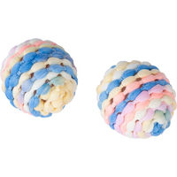 Produktbild von TIAKI Regenbogen Rasselball Set für Katzen aus Polyester 2er Set bunt