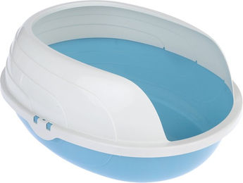 TIAKI Schalentoilette Cobby offene Katzentoilette aus Kunststoff weiß blau – Bild 1 von 1