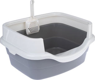 Produktbild von TIAKI Schalentoilette Stormy offene Katzentoilette aus Kunststoff dunkelgrau weiß