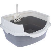 Produktbild von TIAKI Schalentoilette Stormy offene Katzentoilette aus Kunststoff dunkelgrau weiß
