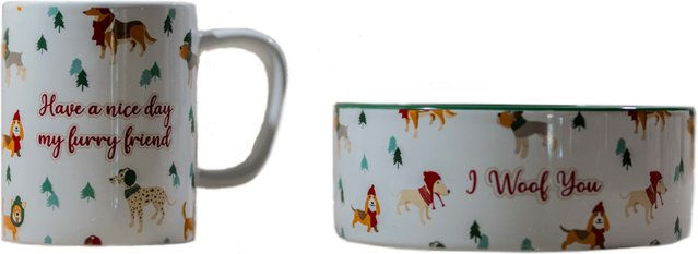 Produktbild von TIAKI Set aus Tasse und Napf Funny Winter Dogs aus Keramik 2er Set