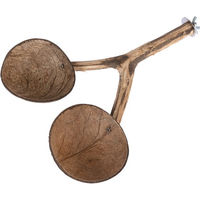 Produktbild von TIAKI Sitzstange aus Holz mit Kokosnuss-Näpfen für Vögel Braun