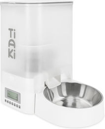 Produktbild von TIAKI Smarter Futterautomat für Trockenfutter mit 3 l Fassungsvermögen in Weiß und Transparent - 3 l