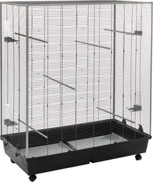 Produktbild von TIAKI Vogelkäfig aus Metall für Wellensittiche Papageien und Großsittiche Grau Silber 120 x 59 x 132 cm