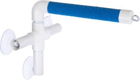 TIAKI Vogelsitzstange aus Kunststoff für Fenster und Dusche Ø 2,5 x L 22 cm in Blau und Weiß – Bild 1 von 1