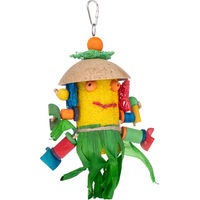 Produktbild von TIAKI Vogelspielzeug Luffa-Männchen aus Naturmaterial für Papageien Bunt L 30 x B 16 x H 10 cm