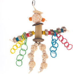 Produktbild von TIAKI Vogelspielzeug Robot Man aus Naturmaterial für Papageien Bunt L 33 x B 28 cm