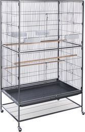 Produktbild von TIAKI Vogelvoliere Grand Espace aus Metall für Kanarienvögel Wellensittiche und Exoten Grau Schwarz L 90 x B 58,4 x H 152,4 cm