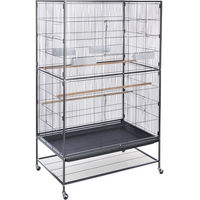 Produktbild von TIAKI Vogelvoliere Grand Espace aus Metall für Kanarienvögel Wellensittiche und Exoten Grau Schwarz L 90 x B 58,4 x H 152,4 cm
