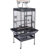 Produktbild von TIAKI Voliere Noble Papageienkäfig für Papageien und Großsittiche aus Metall Grau Schwarz L 82 x B 77,4 x H 164 cm