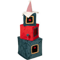 Produktbild von TIAKI Weihnachtlicher Kratzbaum für Katzen aus Plüsch in Grün und Rot