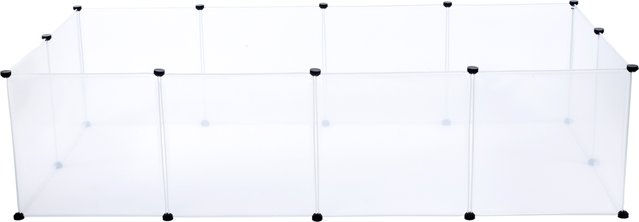 Produktbild von TIAKI Welpenlaufstall aus Kunststoff in Weiß und Transparent mit 12 Paneelen à 50 x 50 cm
