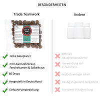 Produktbild von TierGlück Darmerli Drops Magen-Darm Funktionssnack für Hunde mit Löwenzahn, Salbeikraut & Anis, 1000 mg, ohne Zucker und tierisches Protein