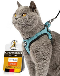 Tierhood Katzengeschirr mit Leine für Kitten in Blau Größe S – Bild 1 von 7