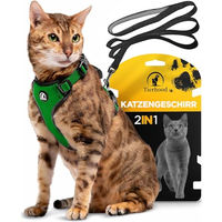 Produktbild von Tierhood Katzengeschirr mit Leine Set für Katzen und Kitten in Grün Größe S